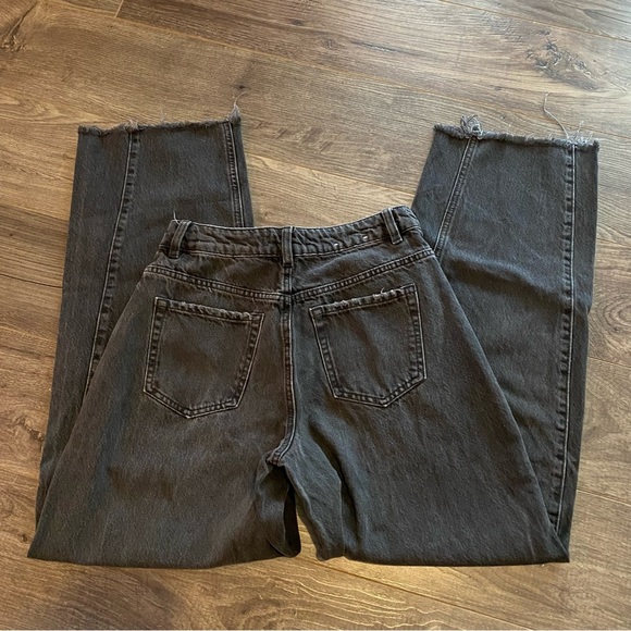 Garage Denim jeans baggy wide leg raw hem black wash mom fit style high waisted - Picture 3 of 6